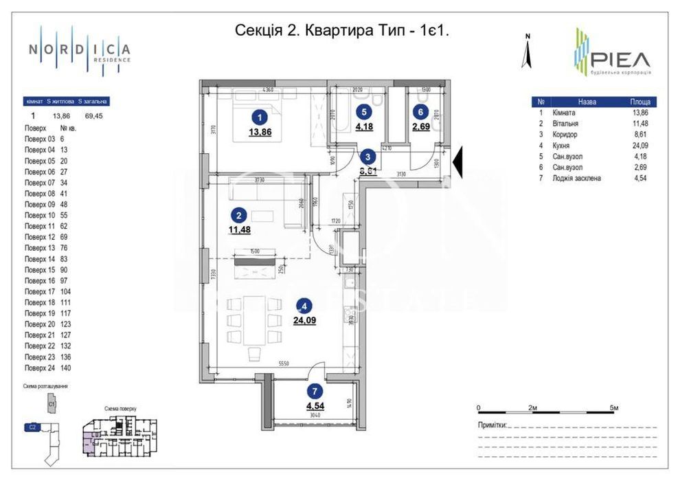Продаж 2к квартири | 70м2 | ЖК "Nordica Residence"
