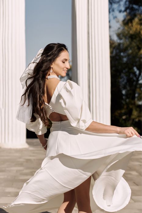 Сукня весільна, на випускний, святкова, біла, міді