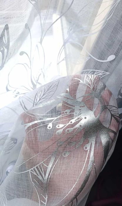 Тюль батист Flowers с цветочным принтом, тюль под лен, тюль с цветами