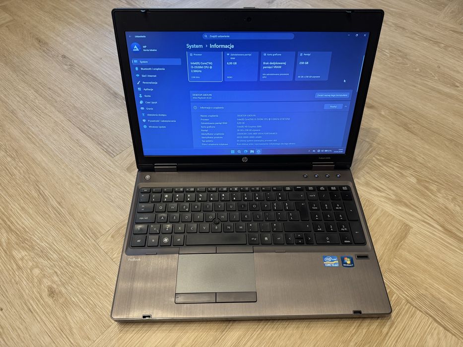 Laptop HP Probook 6560B | i5-2520M | 6GB Ram | 256GB SSD | sprawna bateria | RS-232