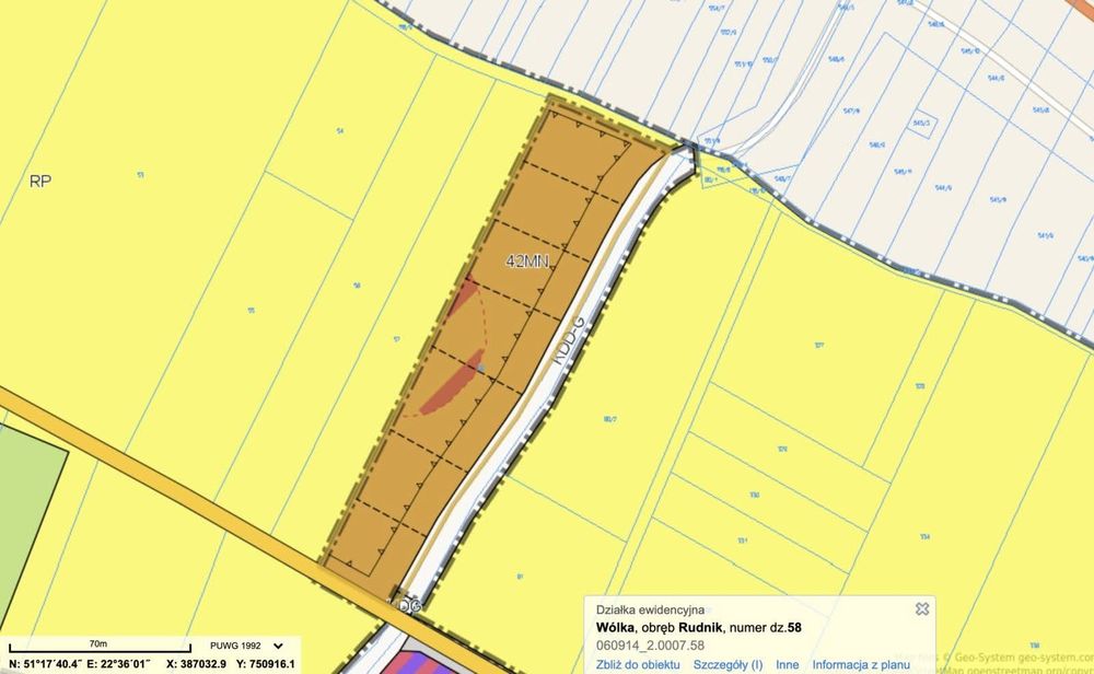 działka budowlana Rudnik gmina Wólka