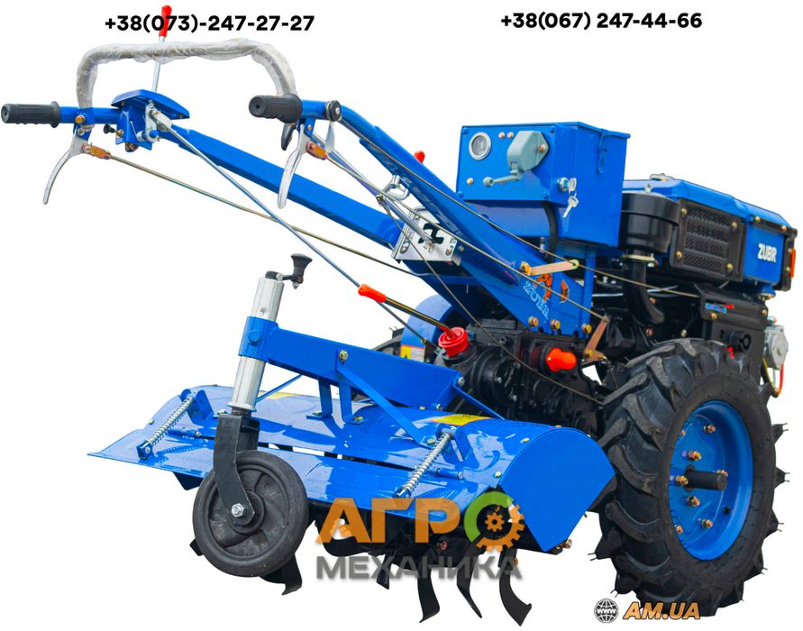 Мотоблок Зубр JR-Q12E, 12 к.с., дизель, рідинне (з фрезою)