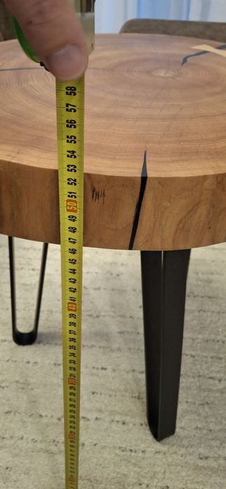 Stolik kawowy z plastra. Fi 50 cm. Handmade.