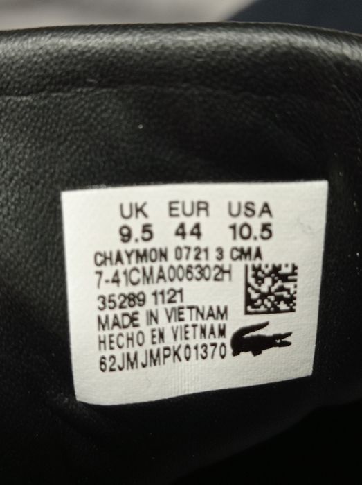 Buty Lacoste Chaymon rozmiar 44 czarne j Nowe skórzane skóra sneakersy