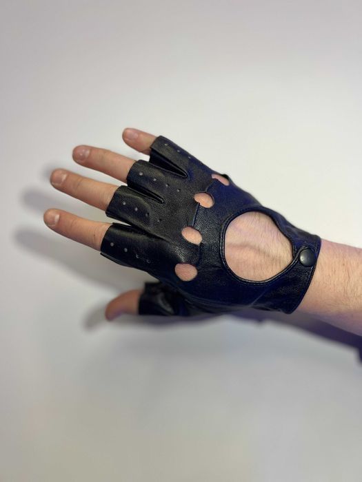 Шкіряні водійські рукавички без пальців для авто чорні нові розмір 8,5