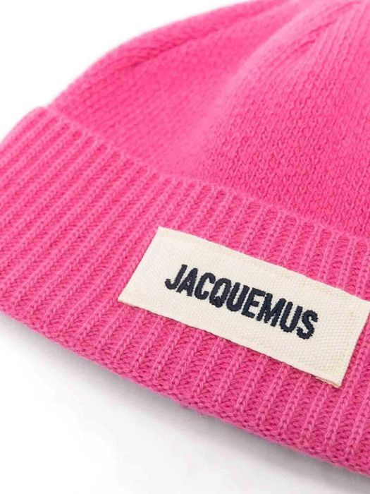 Шапка Jacquemus Le Bonnet Grosgrain Logo Beanie Pink
