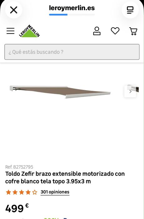 Pack 2 Toldos motorizados Leroy Merlin Zefir como nuevos, con sensores e mandos