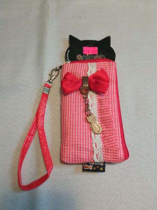 Etui na telefon lub klucze + portfelik - czerwone