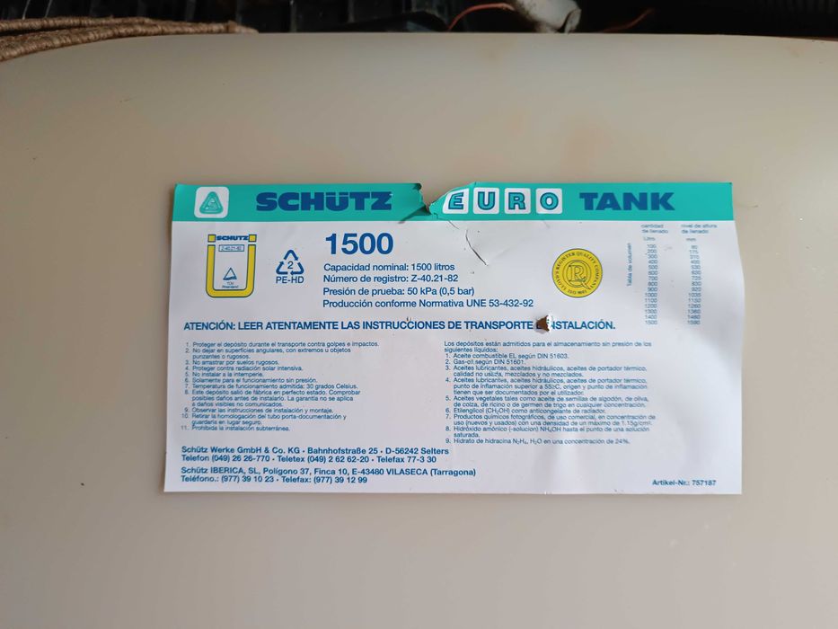 Cuba de gasóleo de aquecimento