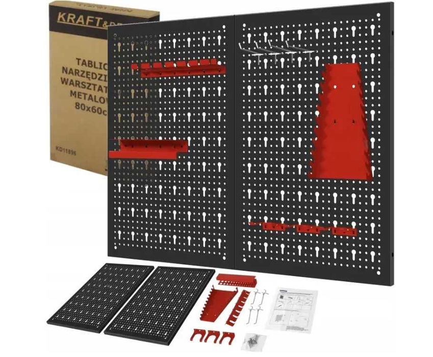 Металева дошка для інструментів для майстерні 80 × 60 см KRAFT&DELE KD11896, Металева перфорована дошка для інструментів
