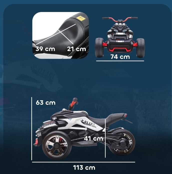 Quadriciclo Elétrico, Mota Elétrica para Criança 3 a 8 anos, 113x74x63 cm NOVO em CAIXA com Garantia até Março de 2029