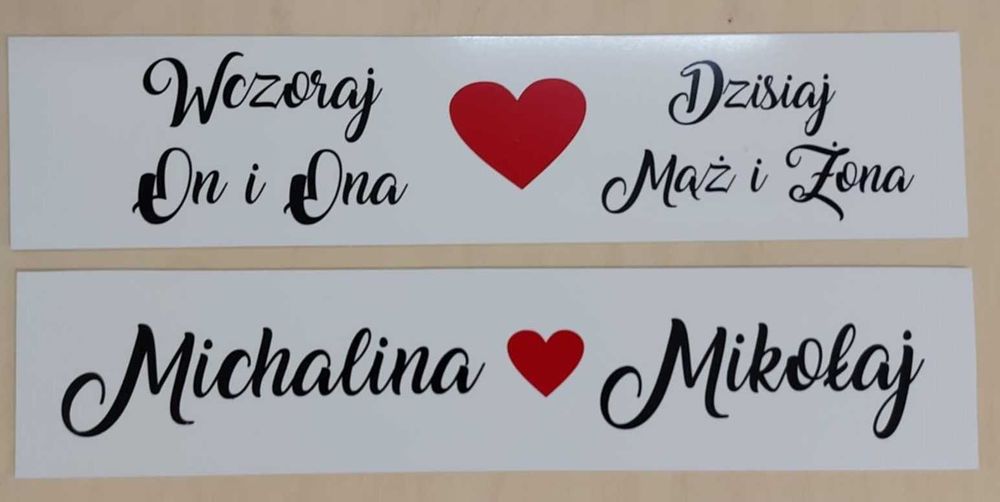 Tablice Imiona Wczoraj On i Ona Dzisiaj Mąż i Żona wodoodporne 2 szt