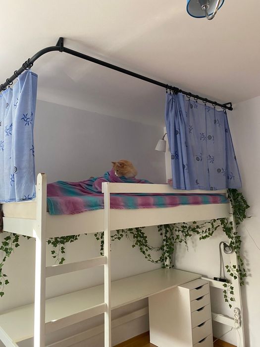 Łóżko antresola z biurkiem, białe,