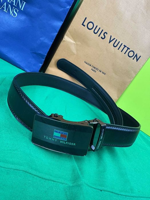 Pasek klamra czarny meski tommy hilfiger nowość karl plein Premium