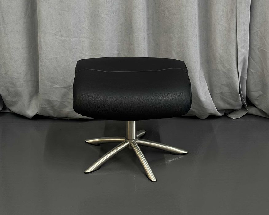 Чорний шкіряний пуф-підніжка/пуфик/пуфи/отаманка/підніжка/меблі Луцьк