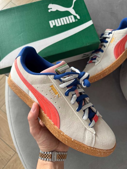 Puma Suede Podium sneakersy kremowo-czerwono-niebieskie rozmiar 45