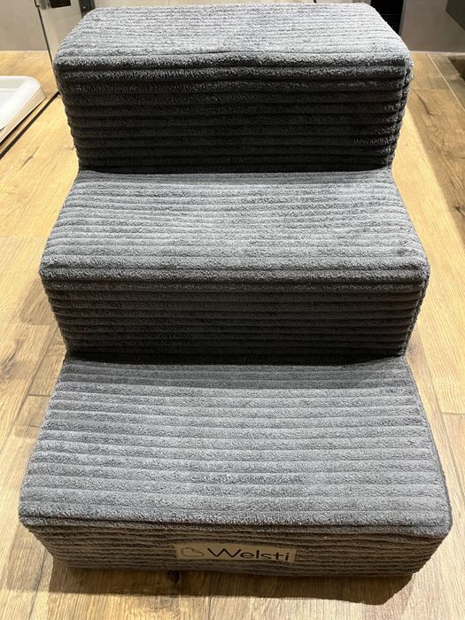 Schodki dla psa, sztruksowe, tapicerowane, 3 stopnie, 30 cm