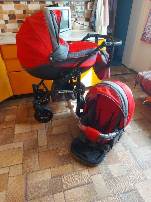 Дитяча коляска 2 в 1 Angelina Discovery червоно- сіра