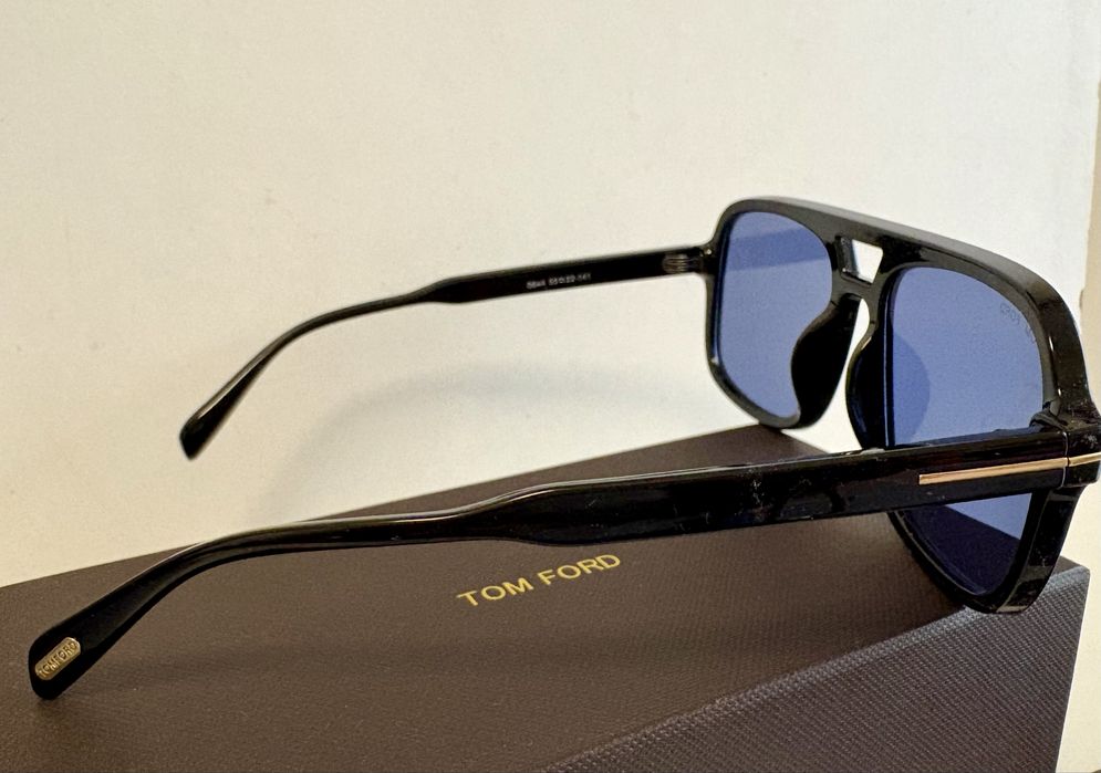 okulary Tom Ford pilotki niebieskie szkła