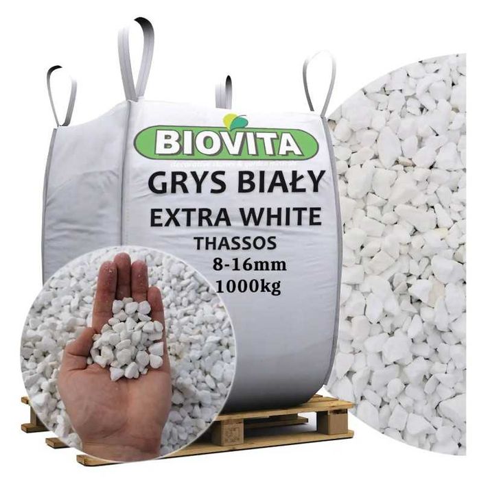 Kamień dekoracyjny GRYS EXTRA WHITE THASSOS 8-16mm Big Bag TONA