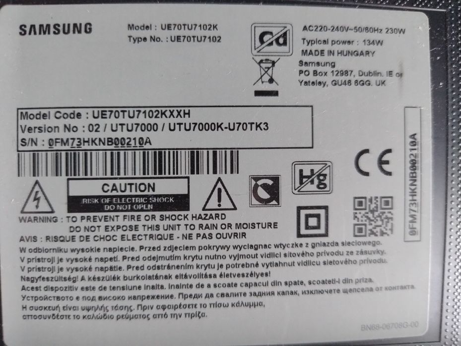 Smart TV Samsung 70 cali