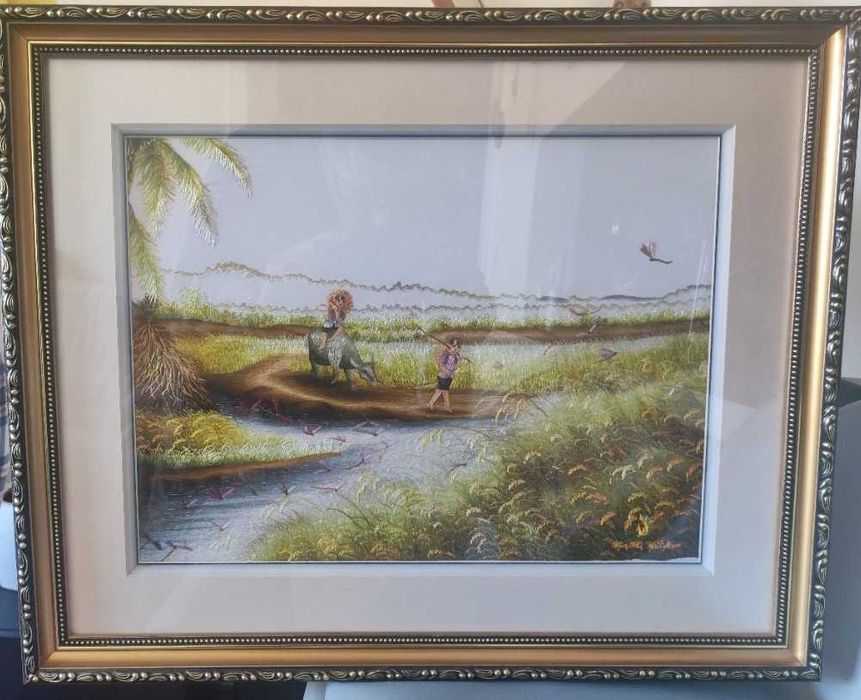 Quadro Vietnam Bordado a Seda
