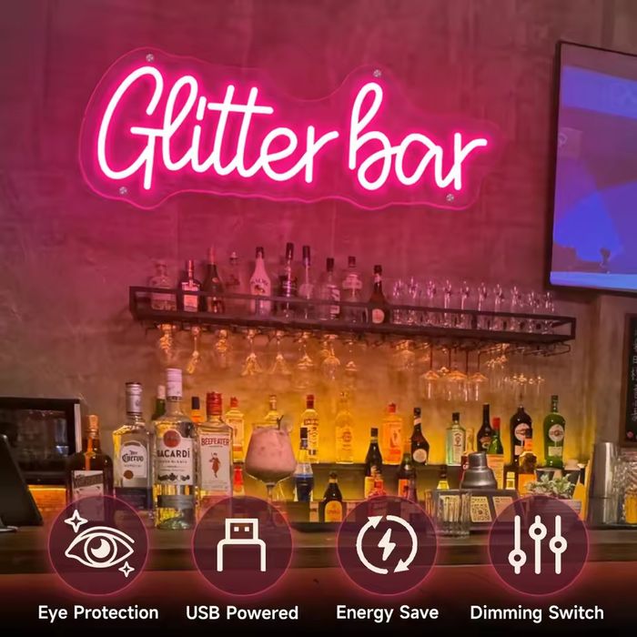 Glitter Bar Neon Led Sign Night Club Bar Party Room Decorazione