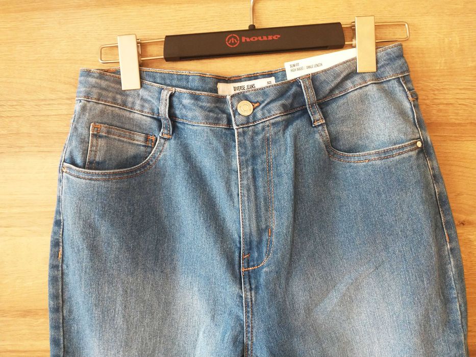Diverse jeansy ankle high waist slim fit