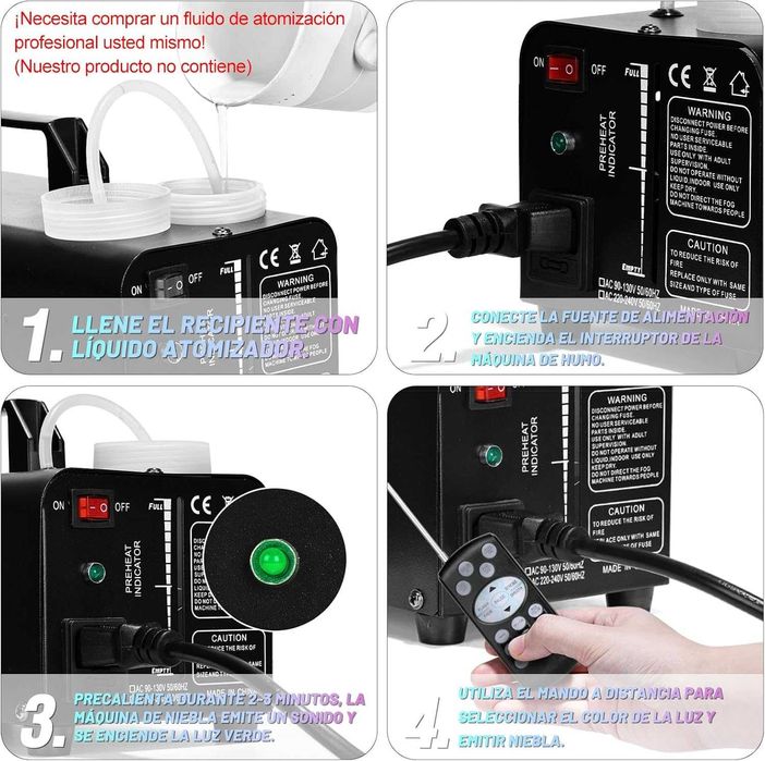 Máquina de Fumo 500W 8 Leds e 13 Cores e 4 Modos com Comando64586268070786124