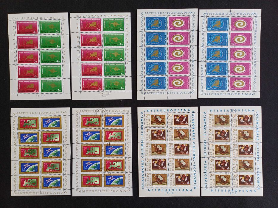 Filatelia - Roménia – 2 Mini folhas Intereuropeana, 1974