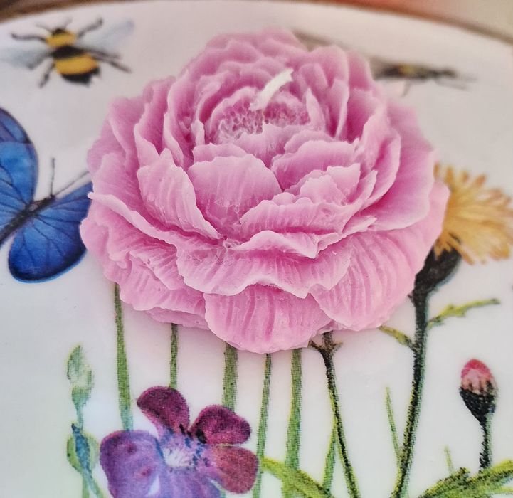 Świeczka dekoracyjna,  kwiat piwonii,  handmade