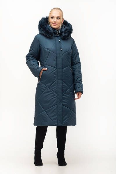 Женская удлинённая зимняя куртка пуховик больших размеров. 52-70р.