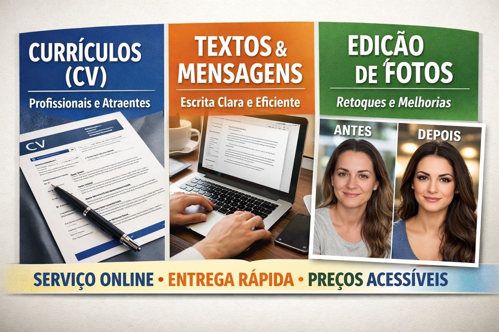 Currículos (CV), Textos Profissionais e Edição de Fotos – Serviço Onli