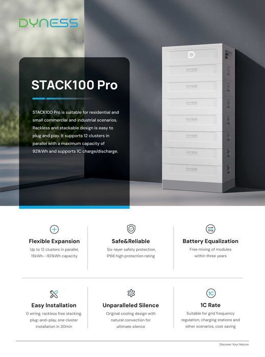 DYNESS STACK100 PRO 30.72 kWh HV com BMS – armazenamento de energia