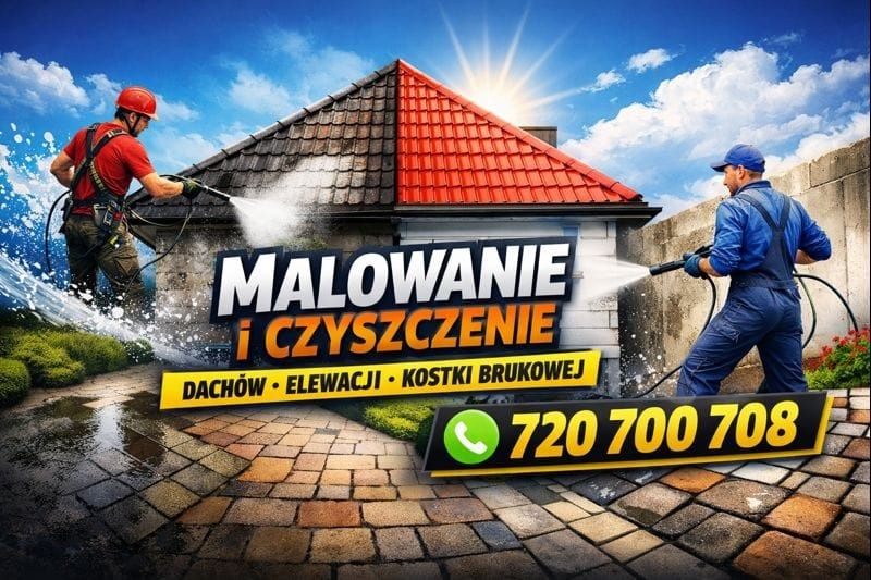 Malowanie i Mycie Dachów, Elewacji, Kostki Brukowej.