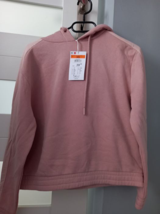 bluza z kapturem pudrowy róż xs