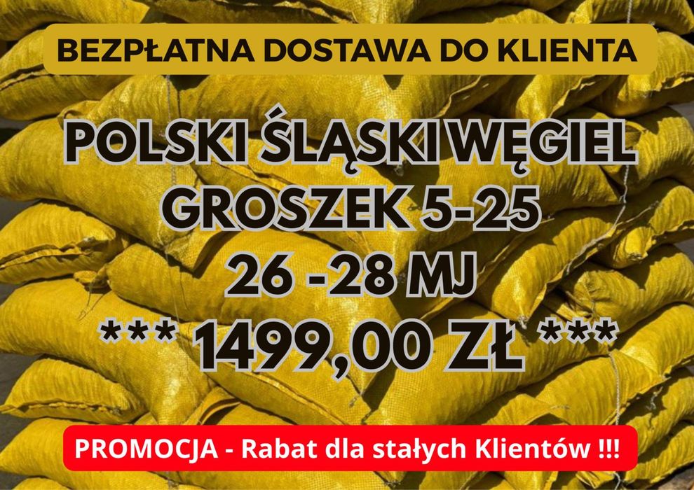 POLSKI ŚLĄSKI WĘGIEL : GROSZEK 5-25, 26-28MJ - Transport Gratis !