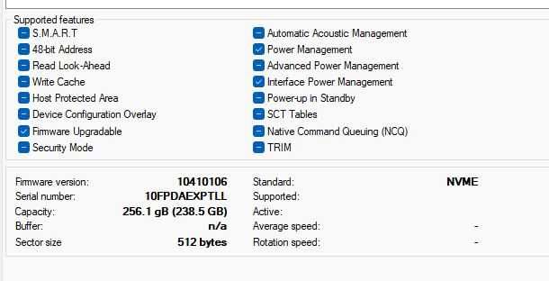 Dysk SSD Kioxia KBG40ZNS256G PCI-E 4.0 M.2 2230 NVMe