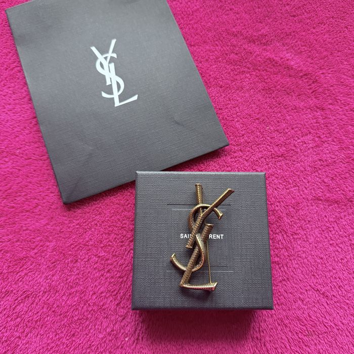 Broszka YSL stare zloto duza