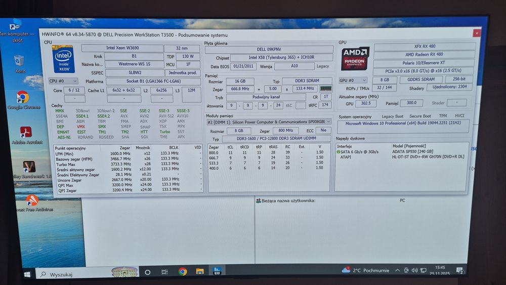 PC komputer  gamingowy rx 480 ddr5 8gb  INTEL Xeon W3690 SSD 16gb