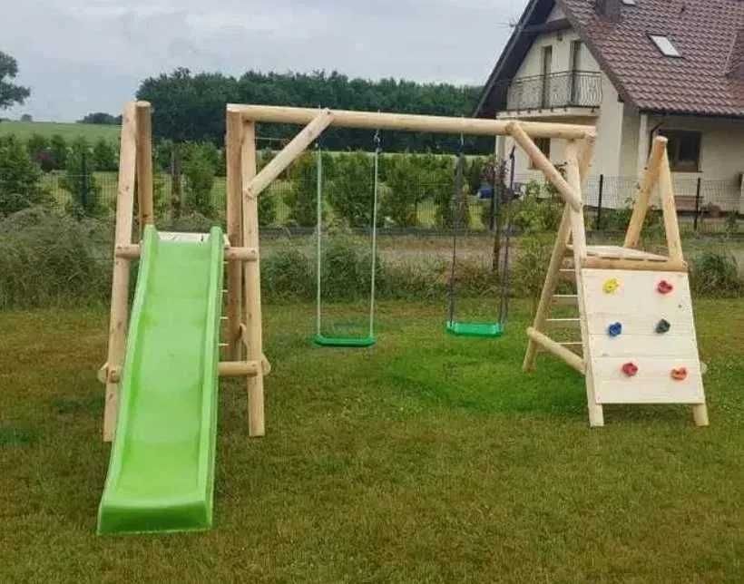 Plac zabaw dla dzieci TYMEK ślizg 2x huśtawka wspinaczka solidny trwały