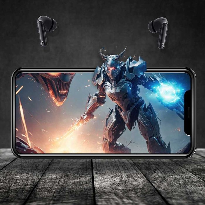 Słuchawki Bezprzewodowe Czarne Manta Rytmo Pro Anc Enc Tws Douszne