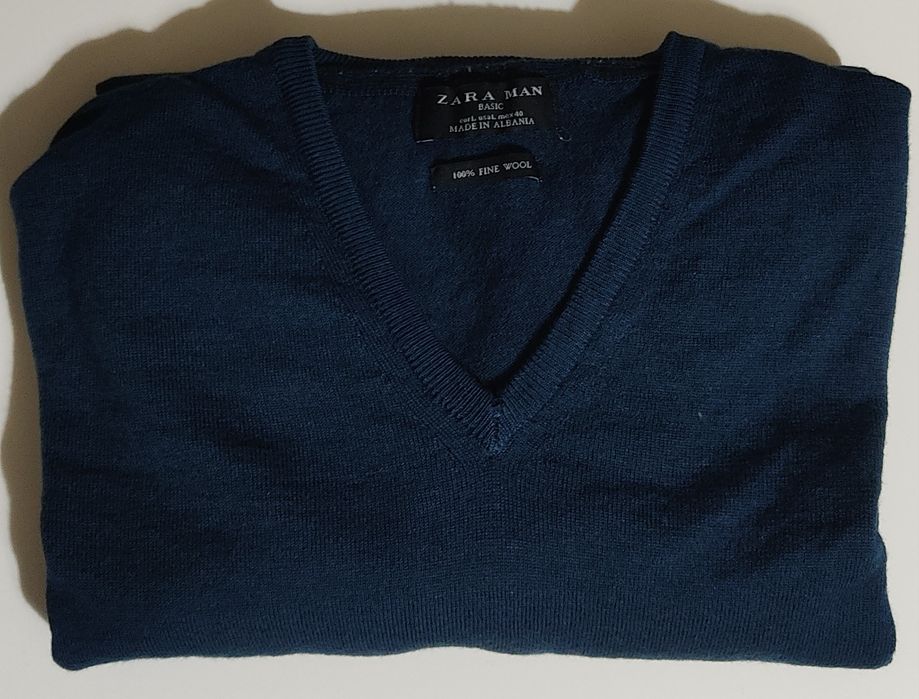 Camisola de Malha 100% Lã Azul turquesa