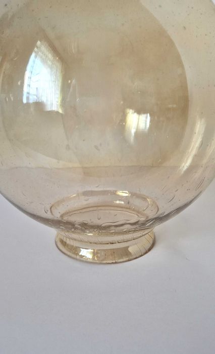 duży klosz kula miodowy vintage szkło bąbelki powietrza