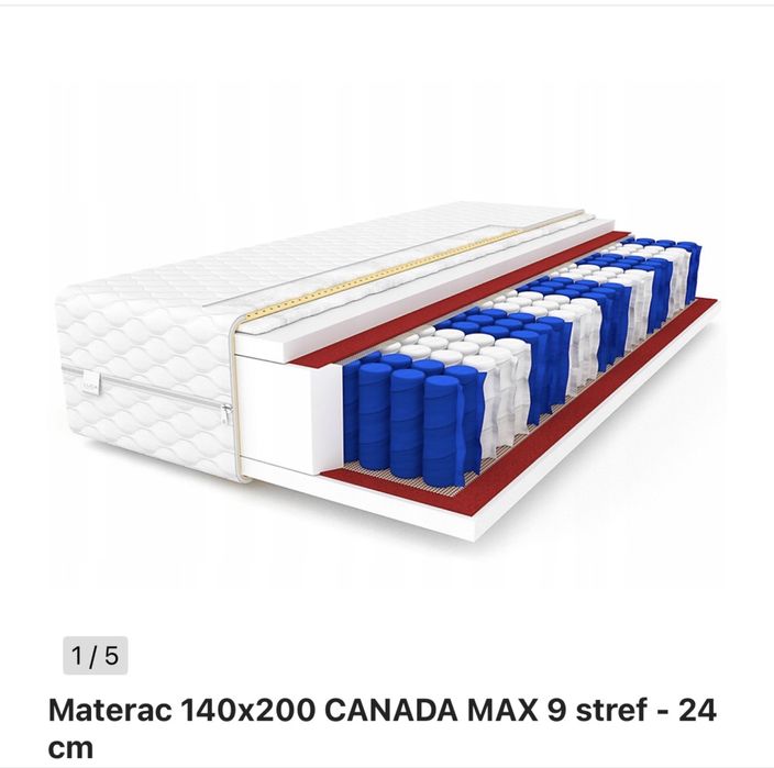 Materac Kieszeniowy 140x200 CANADA MAX (9 stref, grubość 24 cm) – Stan Idealny! 2 sztuki