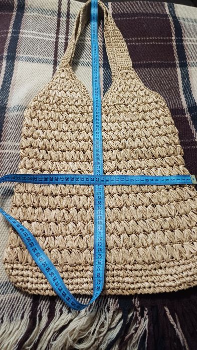Сумка шоппер з рафії стильна плетена колір солом'яний