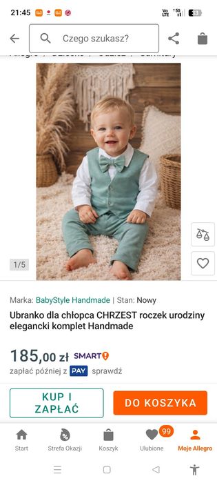 ubranko na chrzest dla chłopca