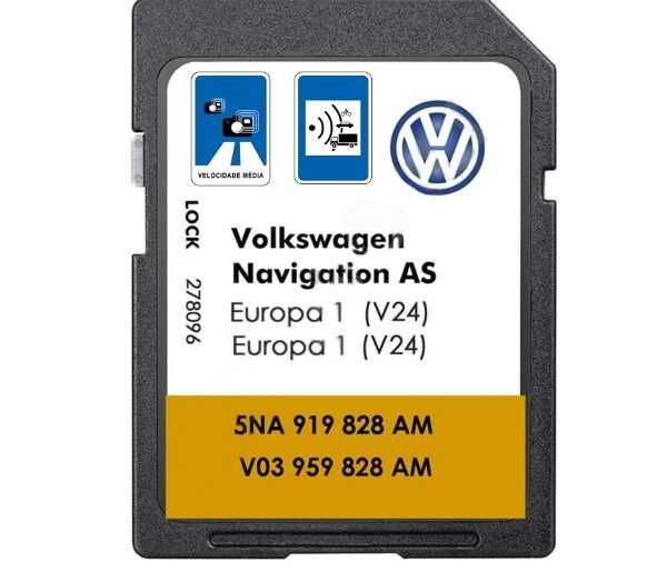 Cartão GPS VW Volkswagen MIB2 v24 2026/2027 Golf Passat +aviso radares