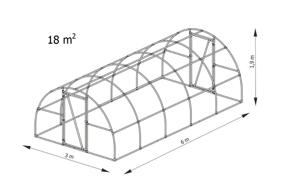 Tunel foliowy PCV 18m2, szklarnia do ogrodu 6x3x2,10m Promocja!