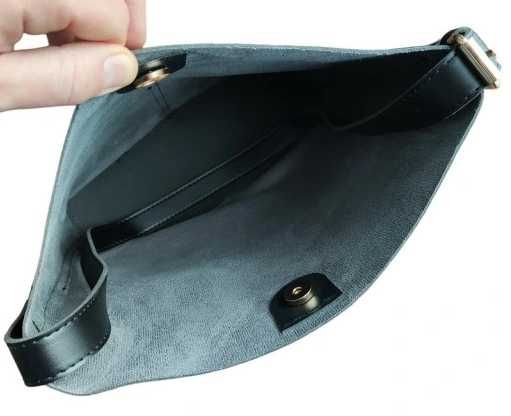 Torebka damska czarna usztywniana elegancka na ramię skóra ekologiczna